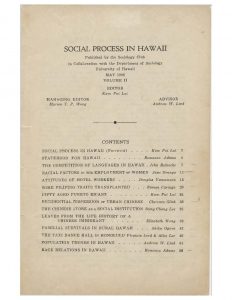 Social Process in Hawaii, 1936
